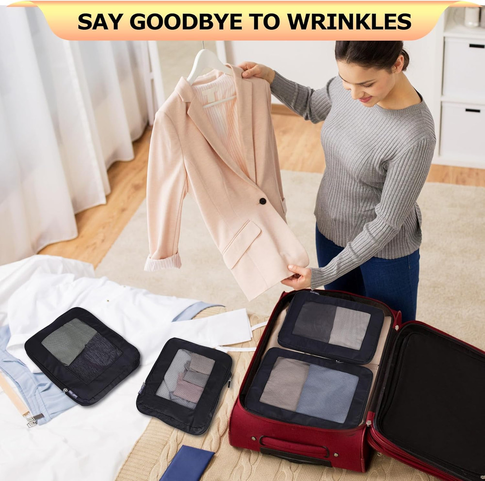 Ultralight Compression Packing Cubes Travel for Suitcases ，Compressible Mesh Pac