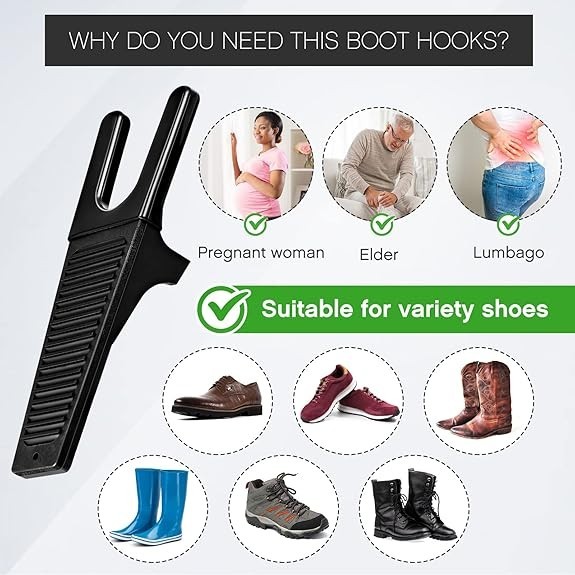 3 Pieces Cowboy Boot Hooks Long Shoes Pull and Boot Puller Set with Long Handle