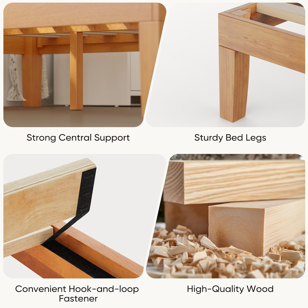 Full Size Solid Wood Bed Frame, Sturdy & Easy Assembly, No Box Spring