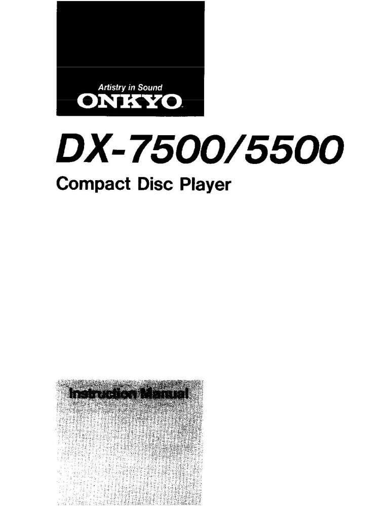 Onkyo DX-7500 CD Player Owners Manual