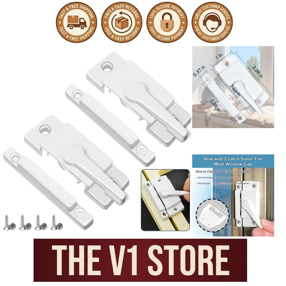 2 Pack Security Window Sash Locks - Fits Horizontal or Vertical Windows