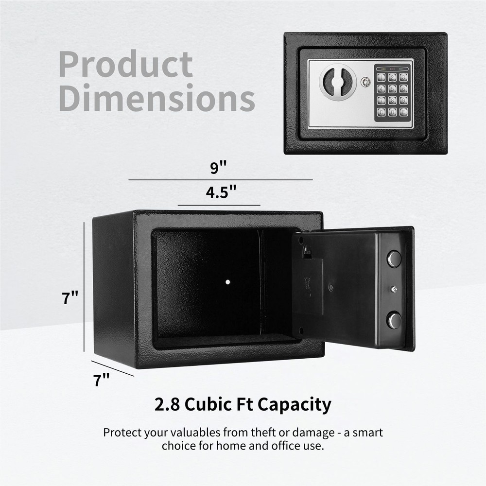 Electronic Depository Safe Box Drop Slot Opening Keypad Combination Lock Black