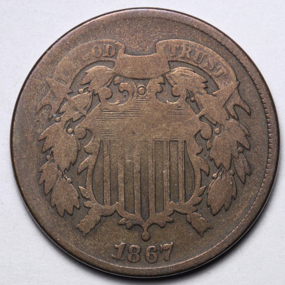 1867 Two Cent Piece VG E135 T