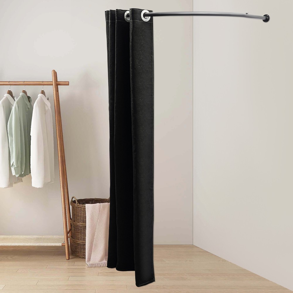 U-Shaped Black Changing Room with Privacy Curtain & Durable Design