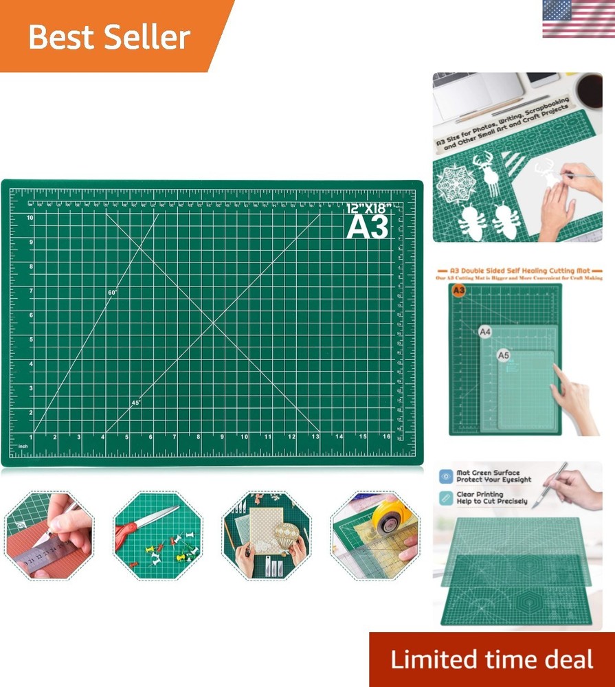 Durable 12x18 Double-Sided Rotary Cutting Mat for Precision Quilting Projects