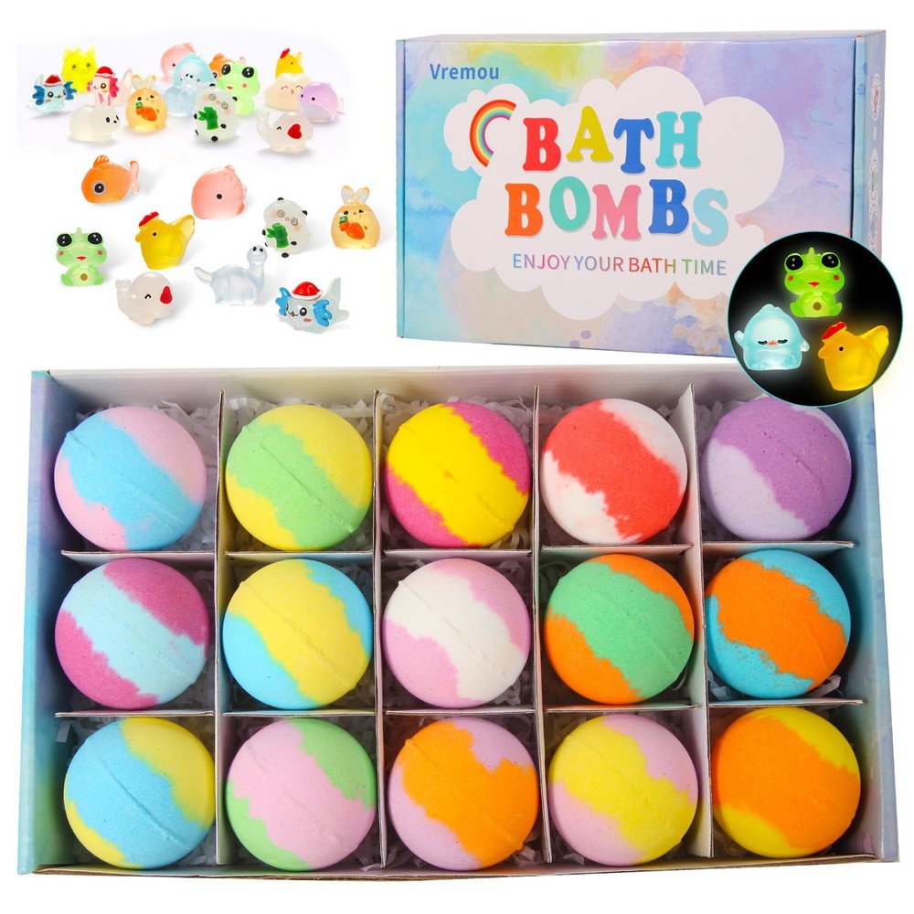 Kids Bath Bombs with Surprise Inside 24 Pack Natural Organic Bubble Bath Set