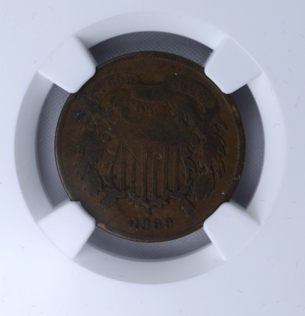 1869 Union Shield 2 Cent 2C Bronze KM#94 NGC Genuine