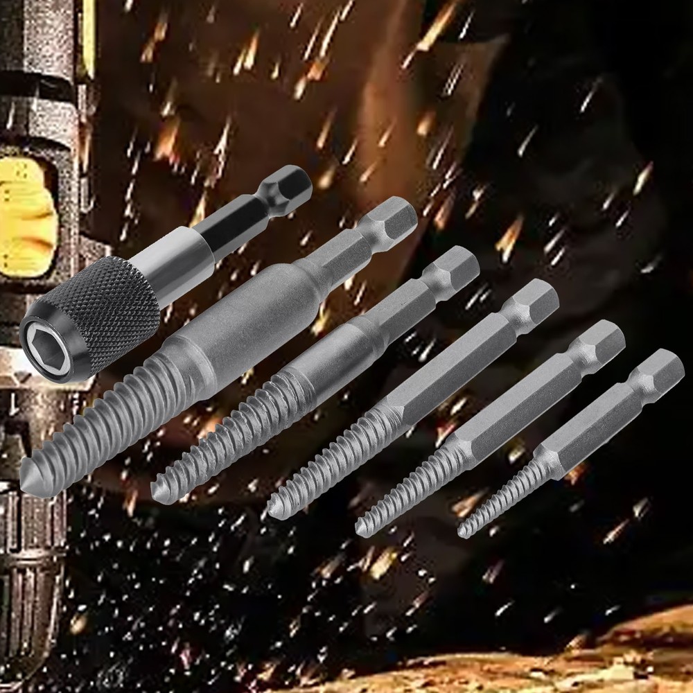 6* Stud Screw Extractor Remover Kit includes 5 different-sized headless screws
