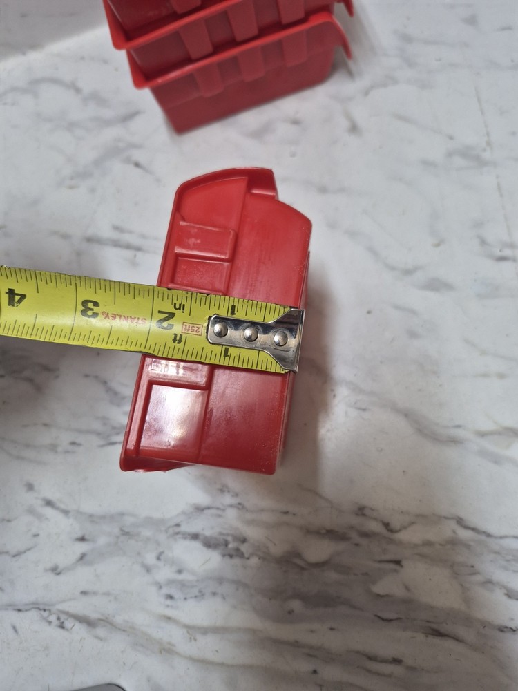 Plastic Stacking Bin Red Craft Bolts Nuts Small Parts Storage Container 6 Pcs