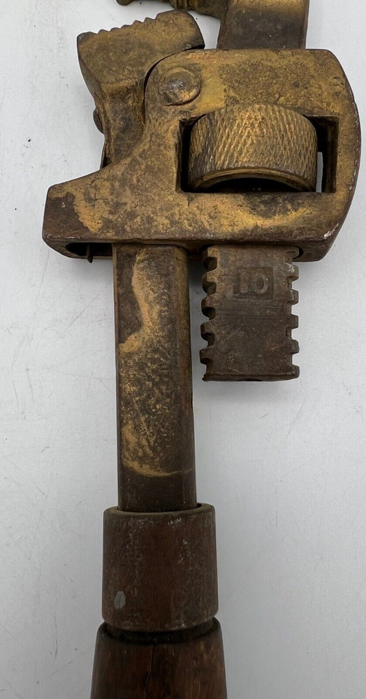 Vintage #10 Pipe Wrench with Wood Handle