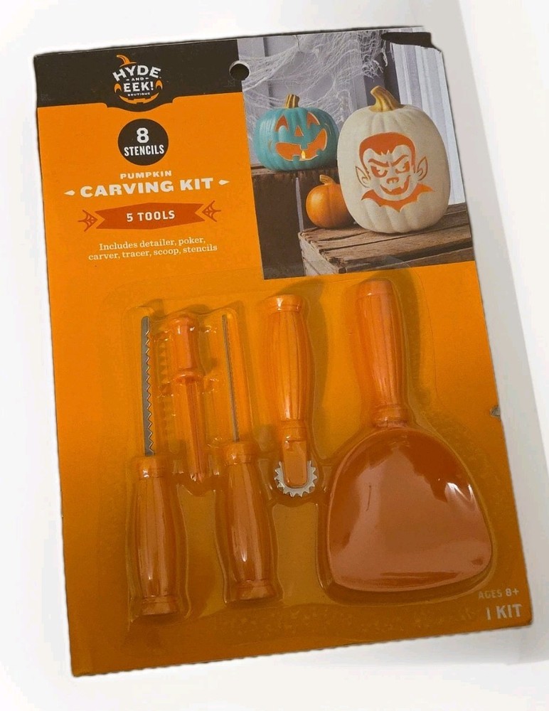 Hyde & Eek! Pumpkin Carving Kit, 8 Stencils, 5 Tools