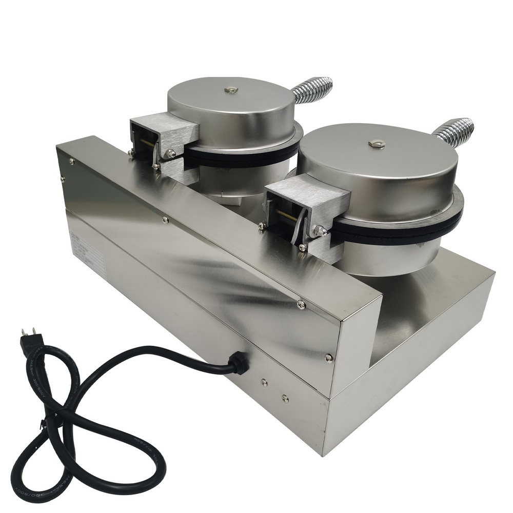 Ice Cream Waffle Cone Maker Machine Non-stick Double-head Egg Roll Making 110V
