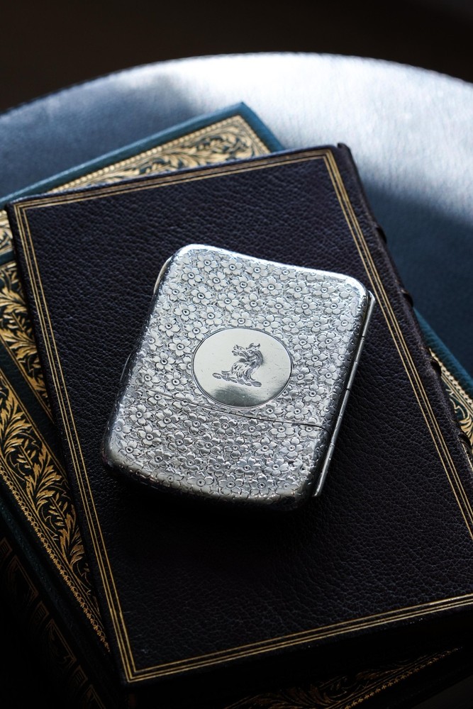 Antique Victorian Solid Silver Cigarette Case Unusual Opening Mechanism 1886
