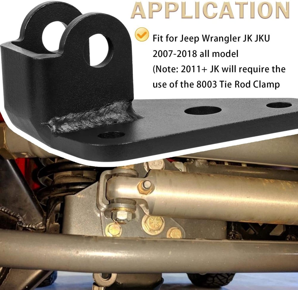 8007 Steering Stabilizer Relocation Bracket Replacement for Wrangler JK 2007-18