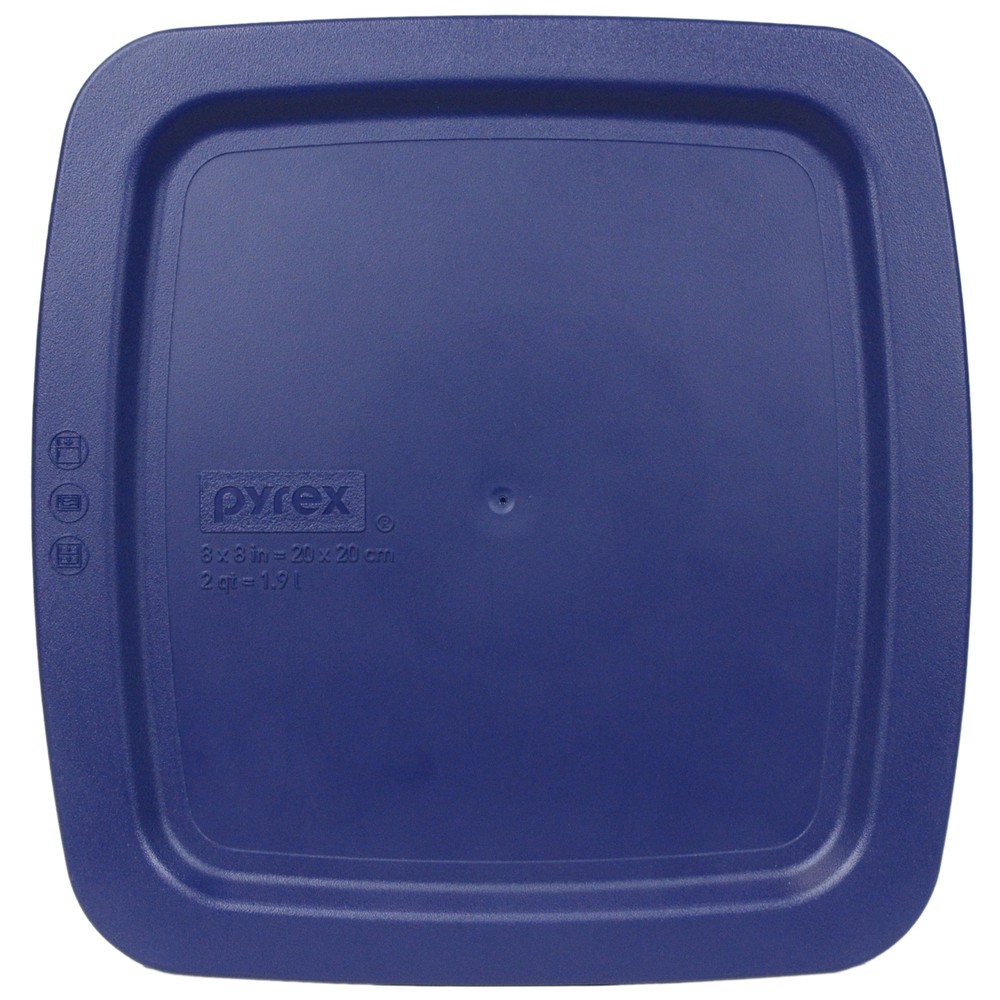 Pyrex C-222-PC Square Easy Grab Blue Plastic Storage Replacement Lid (2-Pack)