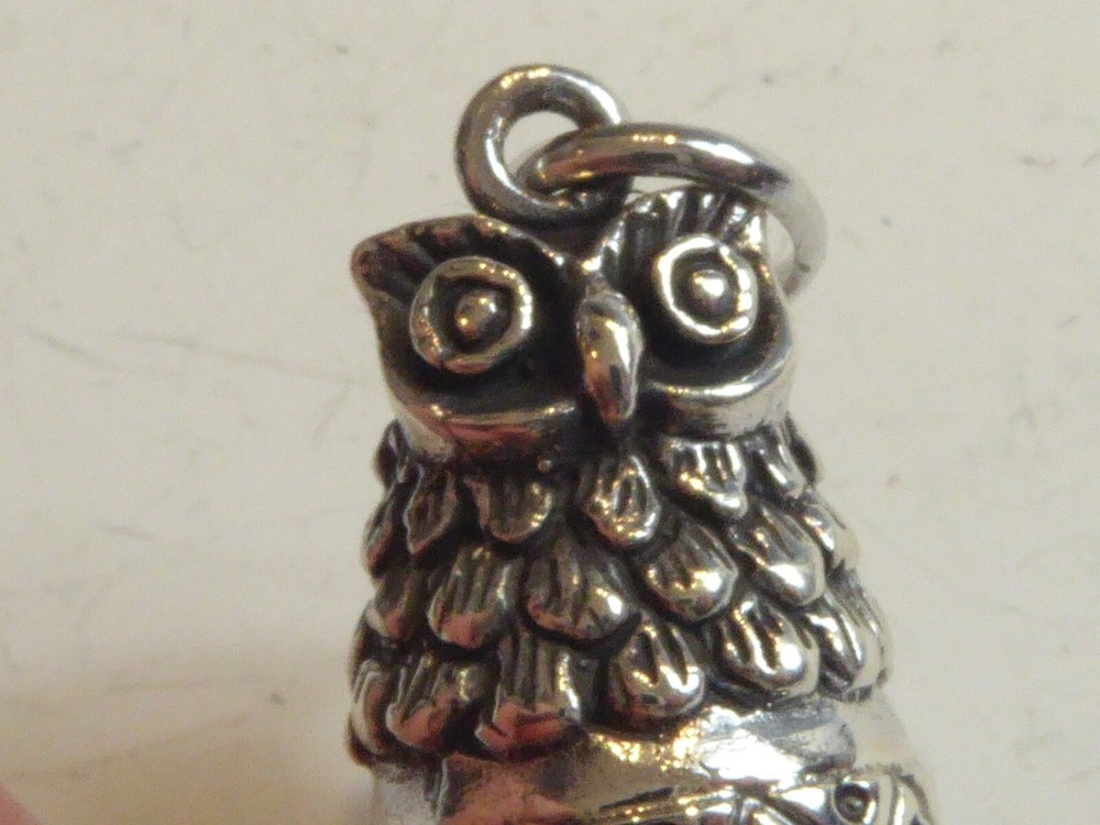 SOLID SILVER NOVELTY OWL WHISTLE