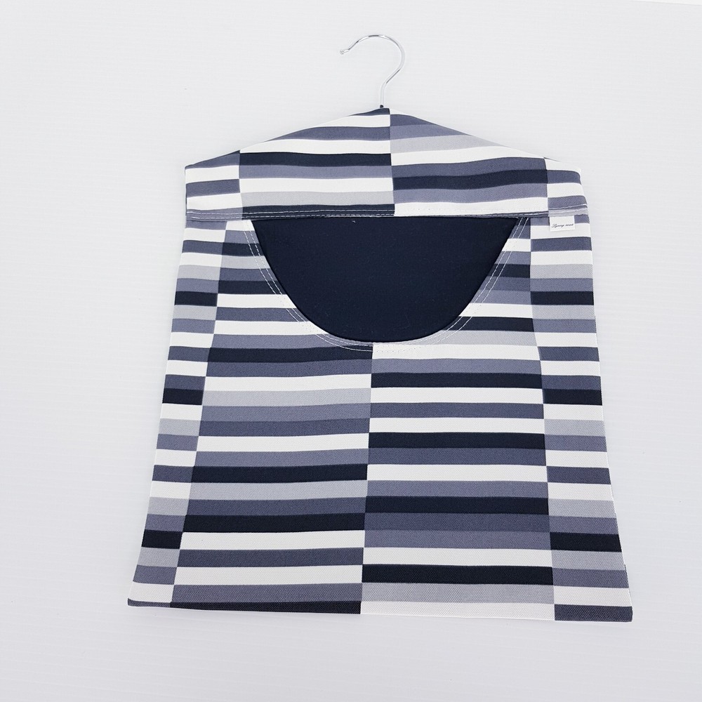 Peg Bag Handmade Black White Grey Abstract Lined Laundry Clothes Peg Holder