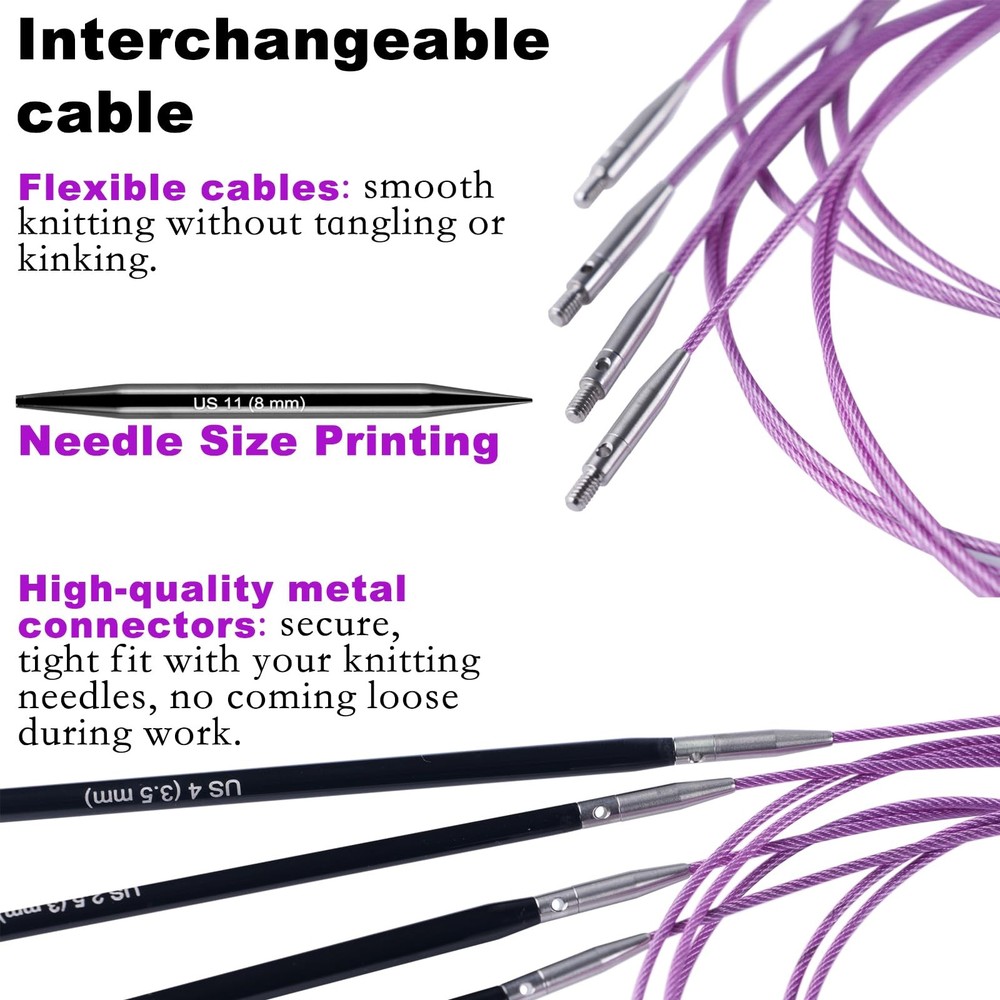 Interchangeable Circular Knitting Needles Set, with Assorted Circular Knittin...
