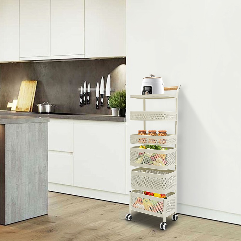 6 Tier Vegetable Rotating Basket Rack Fruit Snack Storage Kitchen Organizer