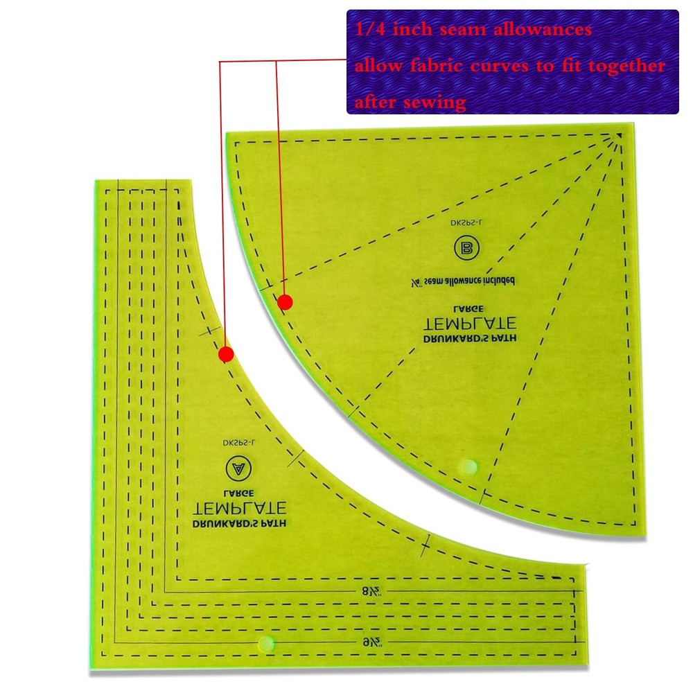 Drunkard Path Quilting Templates Curved Acrylic Tools for Circle Quilt Patterns