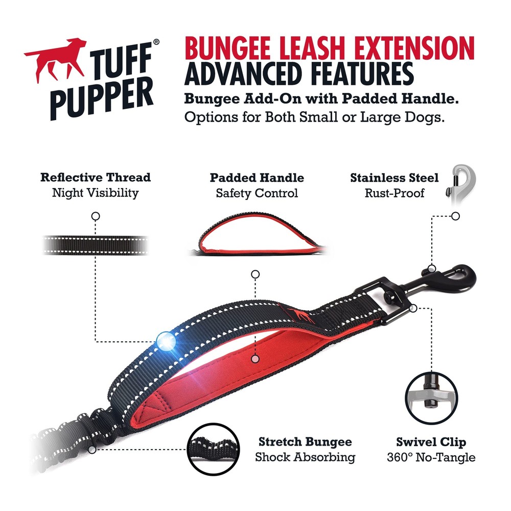 Bungee Dog Leash Extension Shock Absorbing Added Handle Reflective Medium