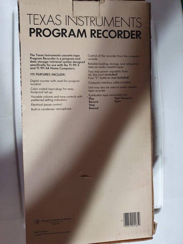 Vintage Rare Texas Instrument BOX ONLY Program Recorder