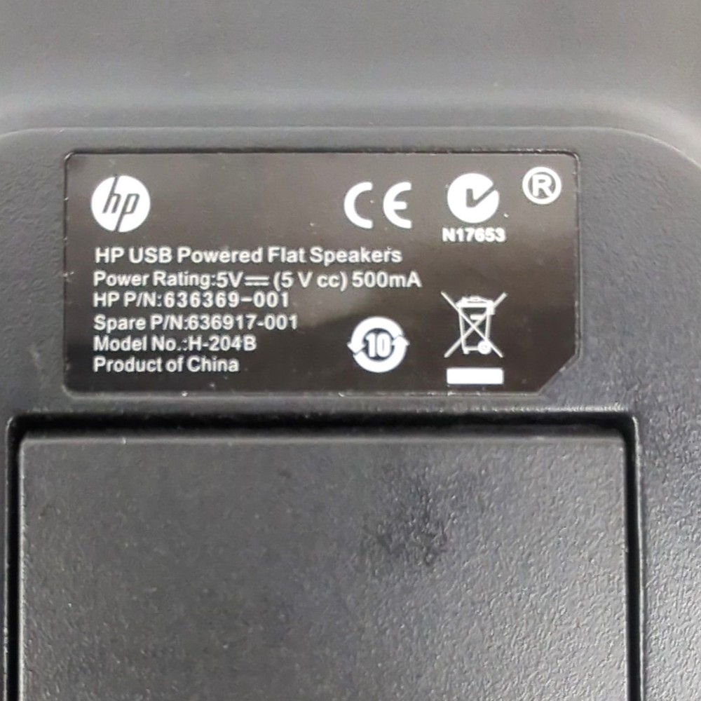 HP H204B USB Powered Flat Computer Speakers Black Wired Desktop Laptop Tested