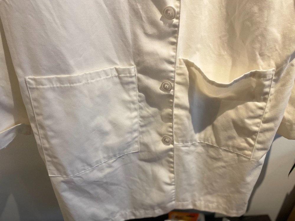 Men's Landau White Lab Coat Full-length Button Three Pockets