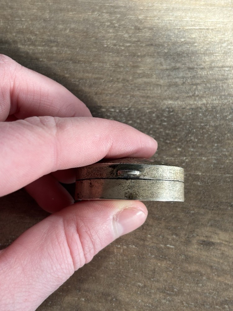 Antique Sterling Silver Snuff Trinket Pill Box