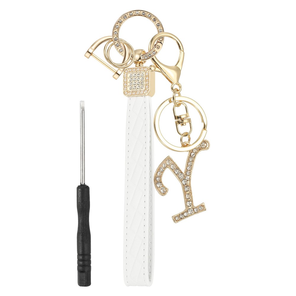 Leather Wristlet Keychain, Chic Letter Y Keychains