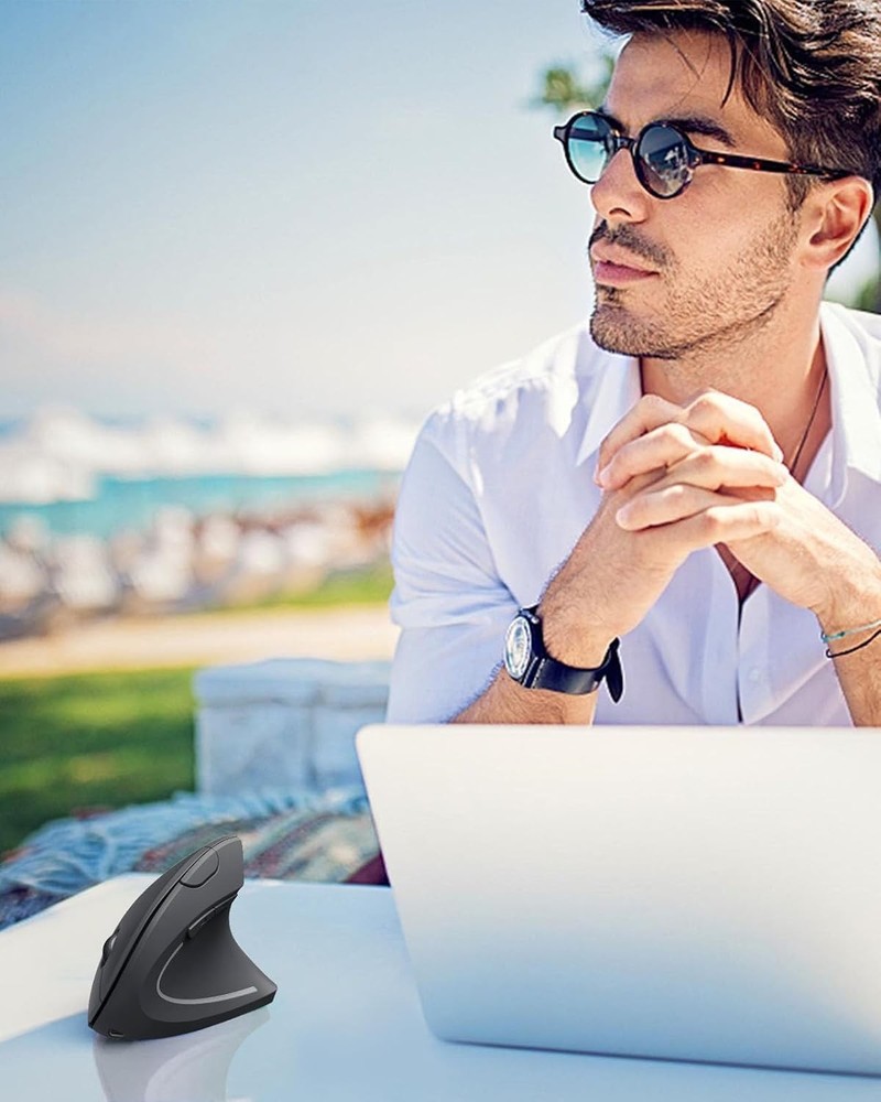 Lekvey Ergonomic Mouse, Vertical Wireless Mouse: Rechargeable Classic Black