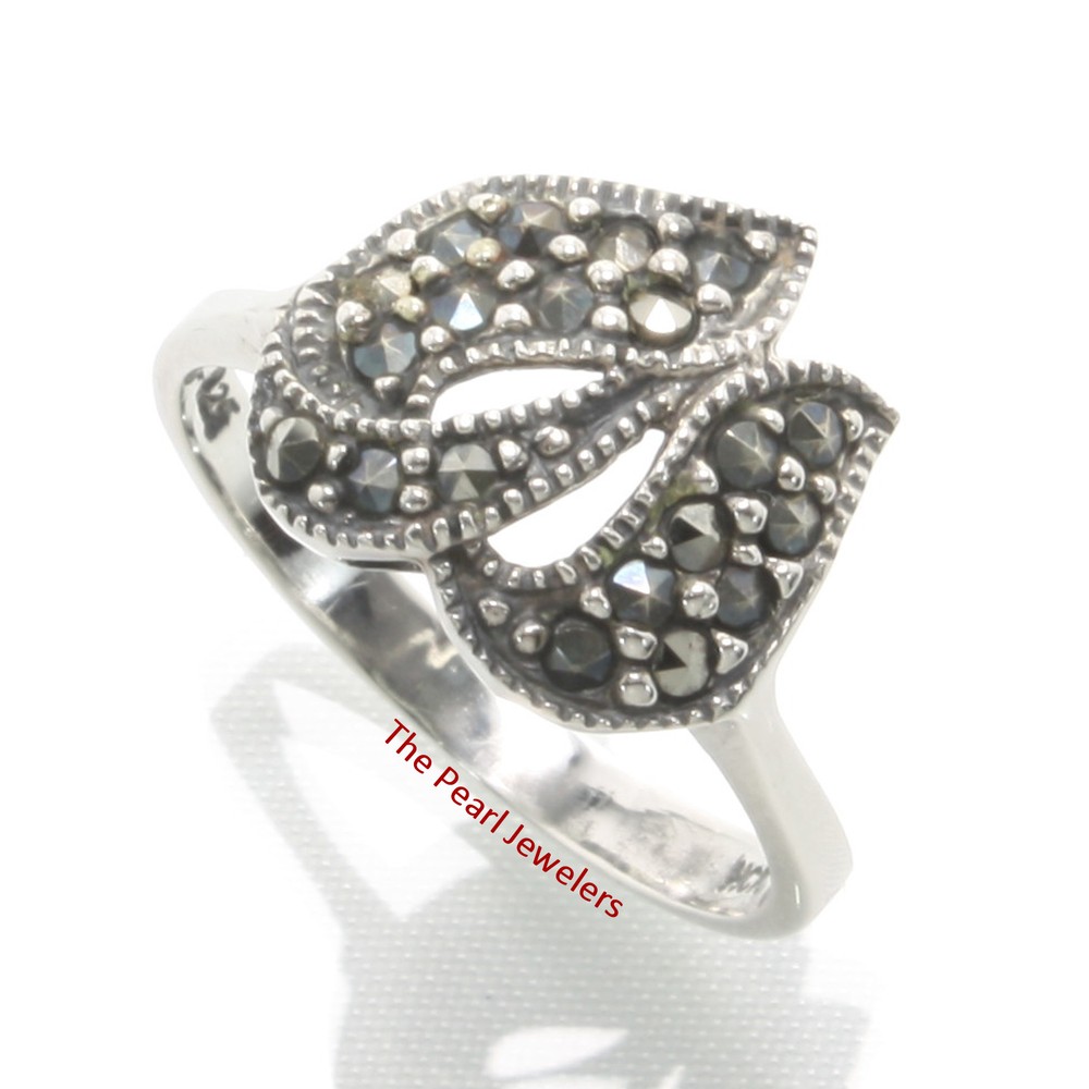 Sterling Silver Double Flame Marcasite Ring