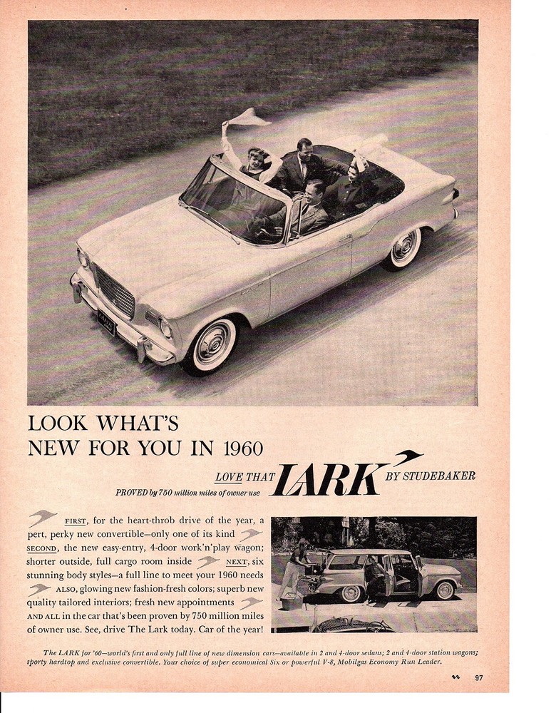 1960 STUDEBAKER LARK  ~  CLASSIC ORIGINAL PRINT AD