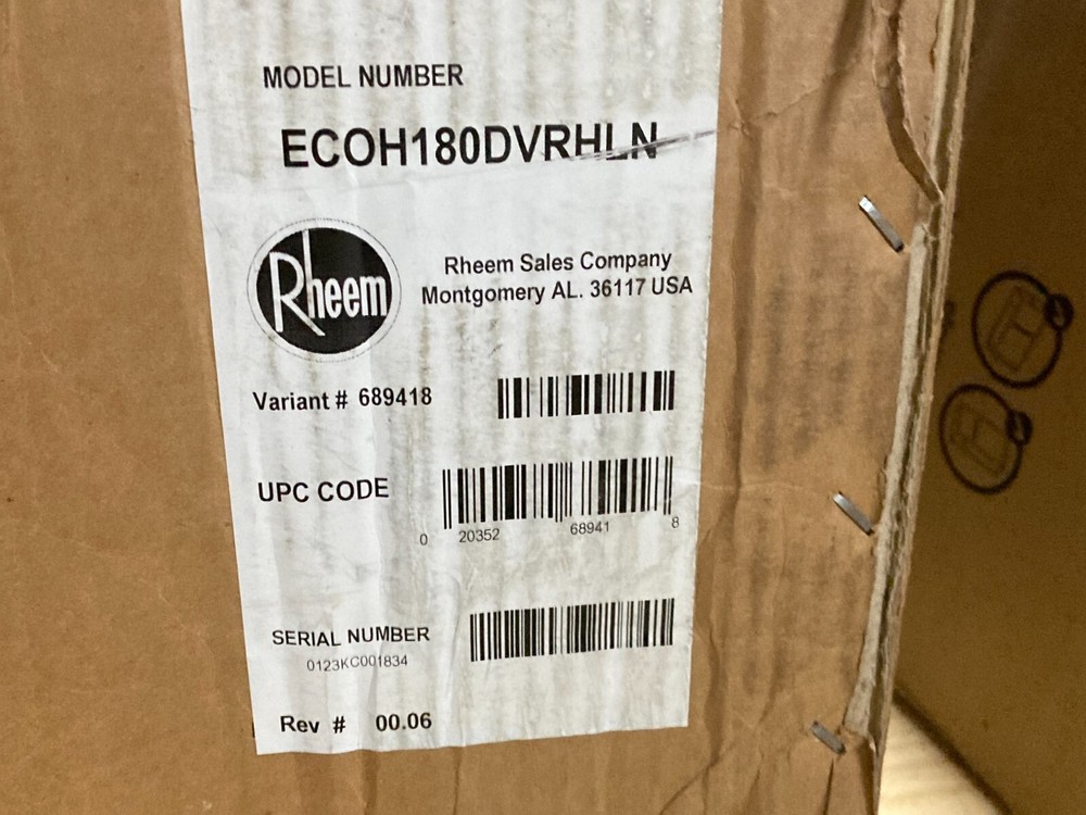 Rheem Tankless Water Heater 9.9 GPM Natural Gas Indoor ECOH180DVRHLN