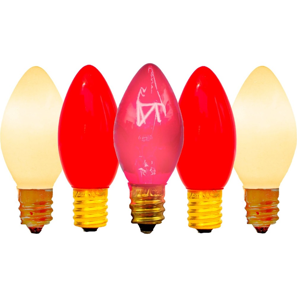 C7 Valentine's Day Lights Red White Pink Solid Ceramic 25 Replacement Blubs