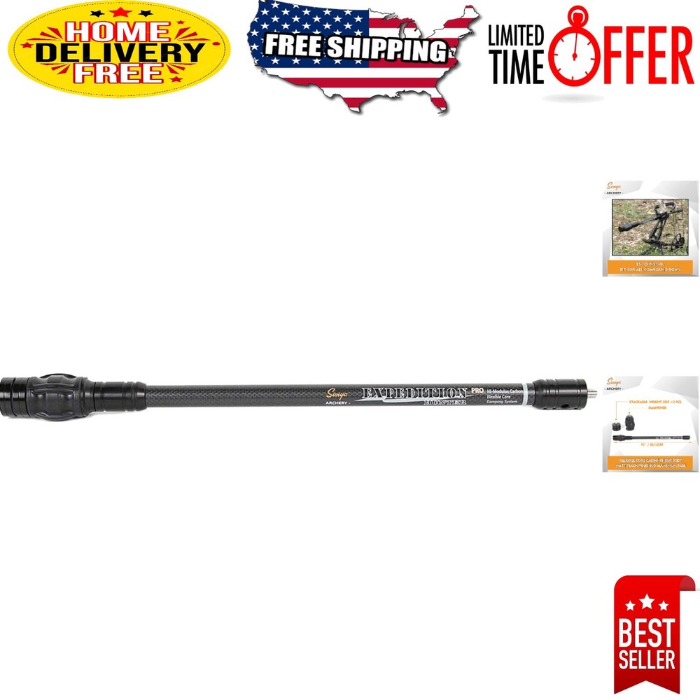 15" Carbon Fiber Compound Bow Stabilizer with Damping System & Aesthetic Design
