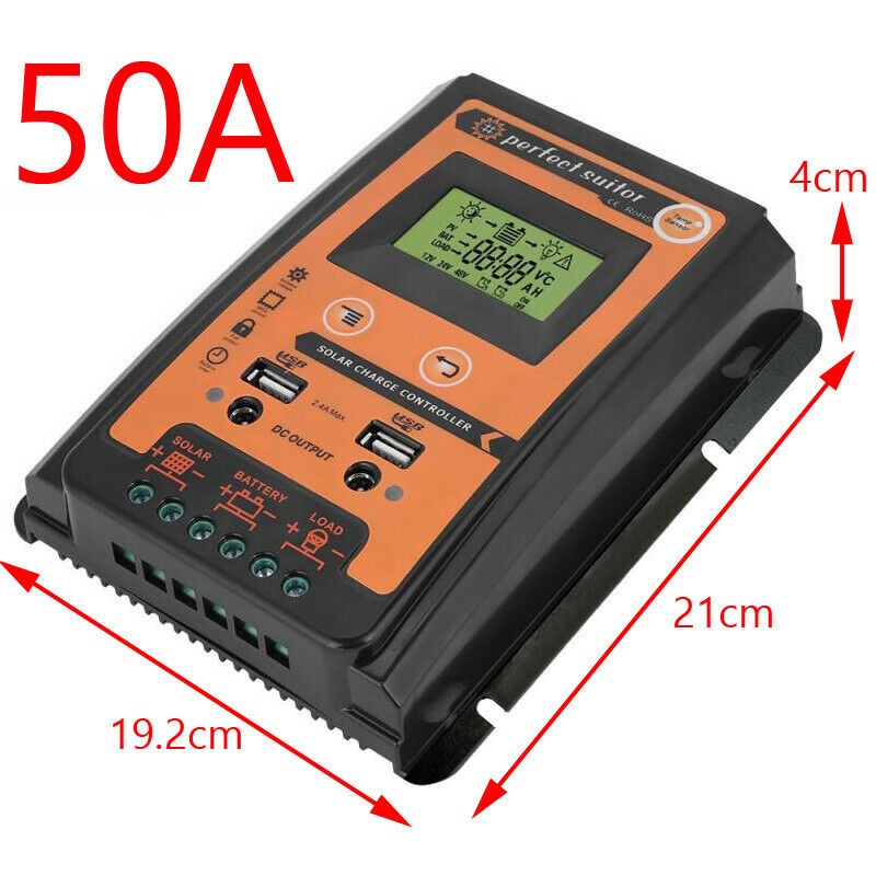 50A Solar Panel Regulator 12V-24V New Dual USB Charge Controller