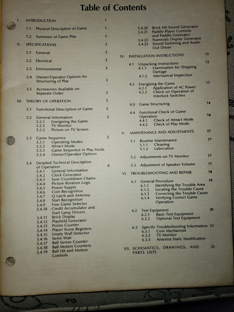 Breakout Manual Arcade Atari