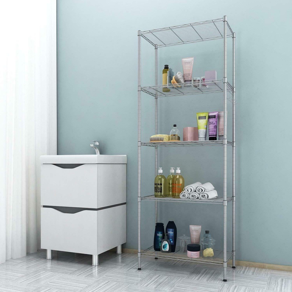 5 Layer Wire Shelving Rack Metal Shelf Adjustable Utility Kitchen Storage