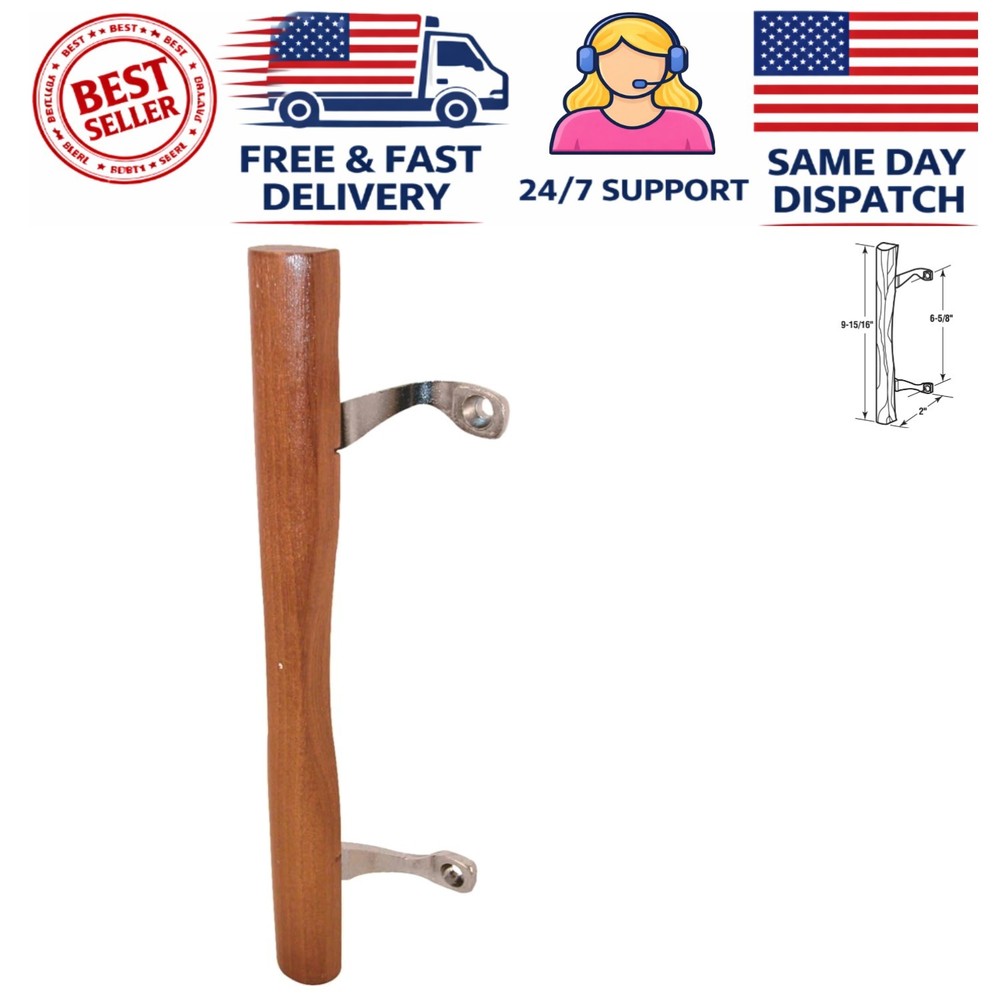 Elegant Wood Pull Handle for Sliding Doors with Chrome Brackets, Easy Install