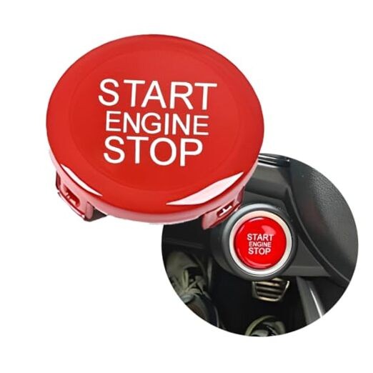 ABS Car Engine Start Stop Switch Button Cover Trim Replacement for Alfa Red