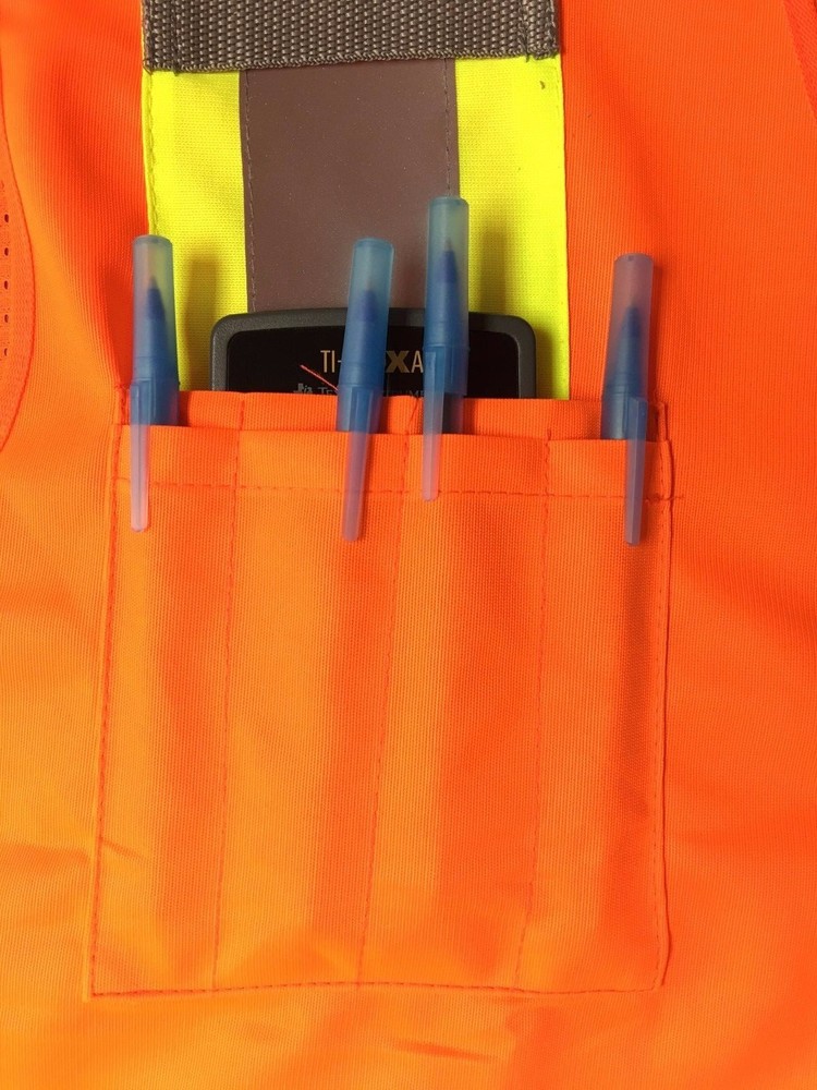 LARGE -Surveyor Solid Orange Two Tones Safety Vest , ANSI/ ISEA 107-2015