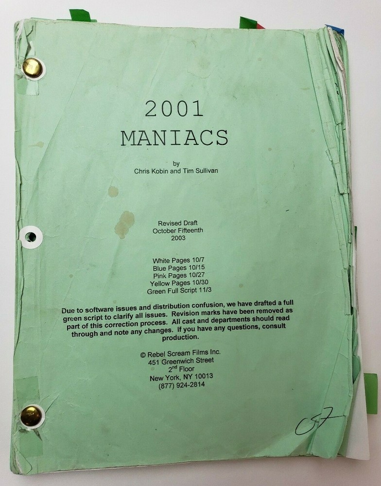 2001 MANIACS / Tim Sullivan 2003 Screenplay, Robert Englund remote town Horror