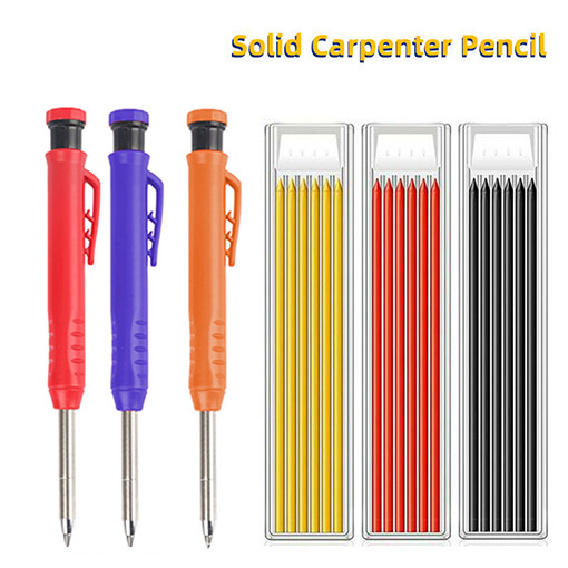 Solid Carpenter Pencil for Construction Built-in Sharpener Drawing.▱