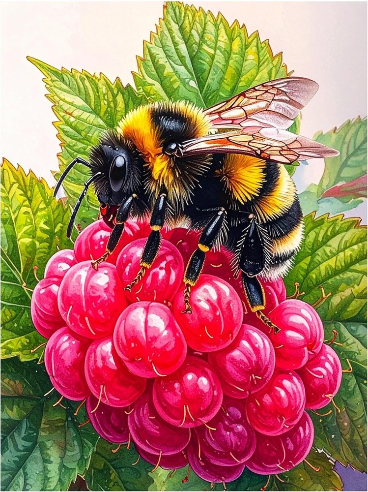 Tile Mural Bee on Raspberry Kitchen Bathroom Wall Art Backsplash Marble Ceramic