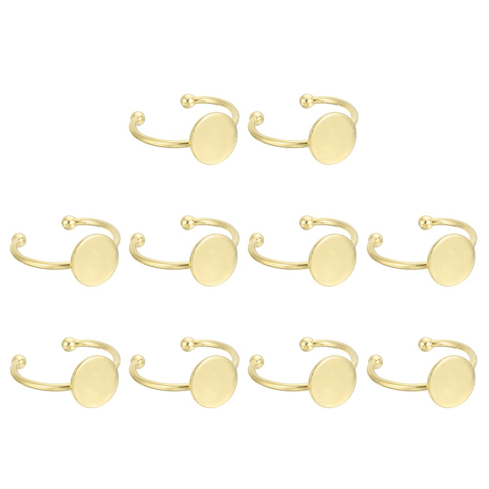 10 Pcs Metal Base Blank, 10mm Adjustable Pad Blank Base, Gold