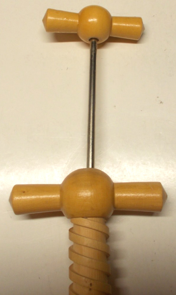 Vintage Wooden Corkscrew Cork Puller Dual Handle 8 Sided