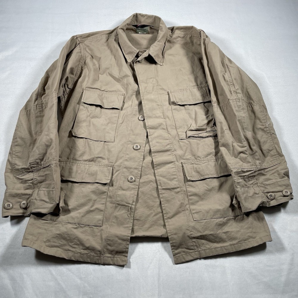 Tru Spec Combat Shirt Rip Stop Tan Medium Long Four Pockets Button Up