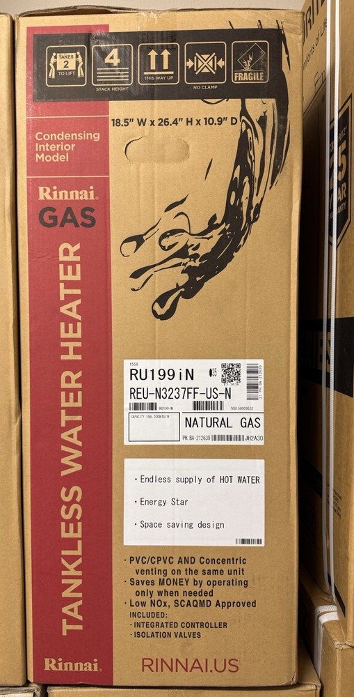 Rinnai Ru199in Tankless Water Heater (REU-N3237FF-US)