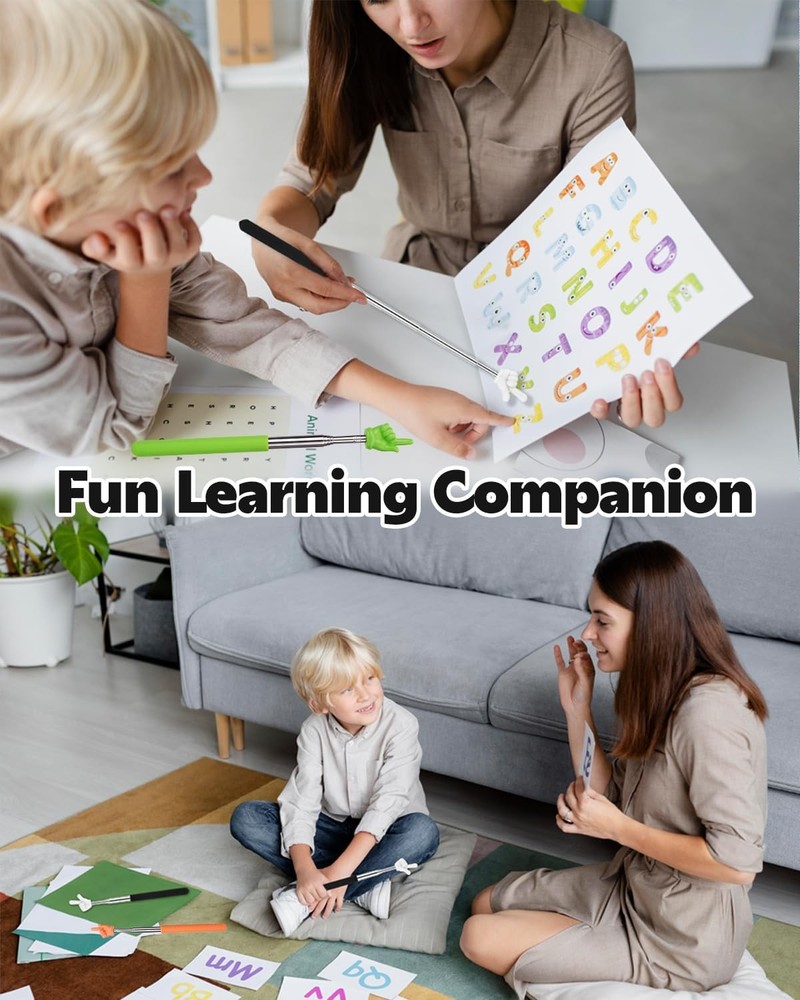 Extendable Finger Pointer Stick, School Collapsible Telescoping Long Black